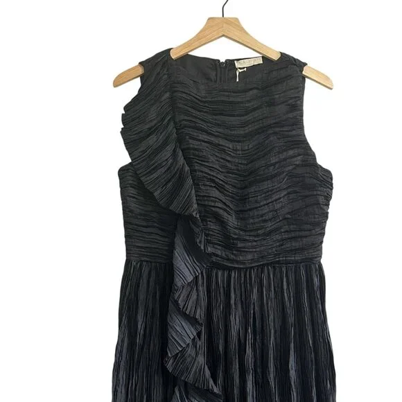 Ulla Johnson Circe Gown Noir Black Pleated Asymmetric Dress Size 6 NWT - Picture 7 of 16